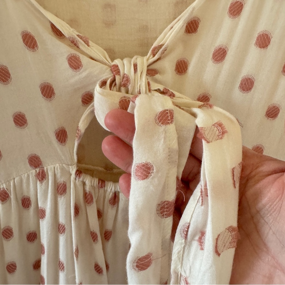 Sim & Sam Polka Dot Puff Sleeve Milkmaid Mini Dress Cottagecore L - Picture 10 of 12